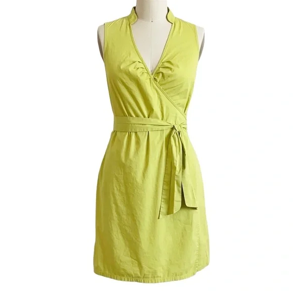 Express | Dresses | Express Sleeveless Wrap Dress Yellowgreen 6 | Poshmark